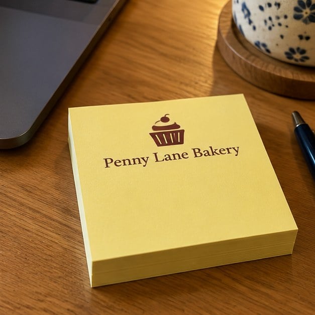 Customer photo of custom bakery sticky notes
